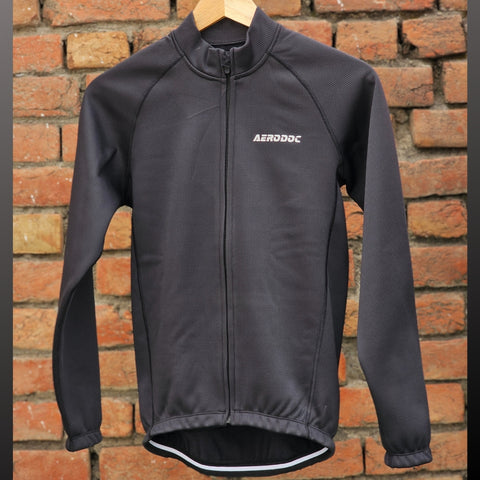 Aerodoc Jacket Explore 3 Season Windproof And Thermal Fleece Inside Cycling Jacket 2 layer With Back Pocket (Black)