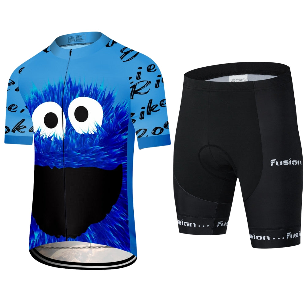 Cookie Monster Cycling Jersey “Ride Bike, Eat Cookies” Green, Red, Blue