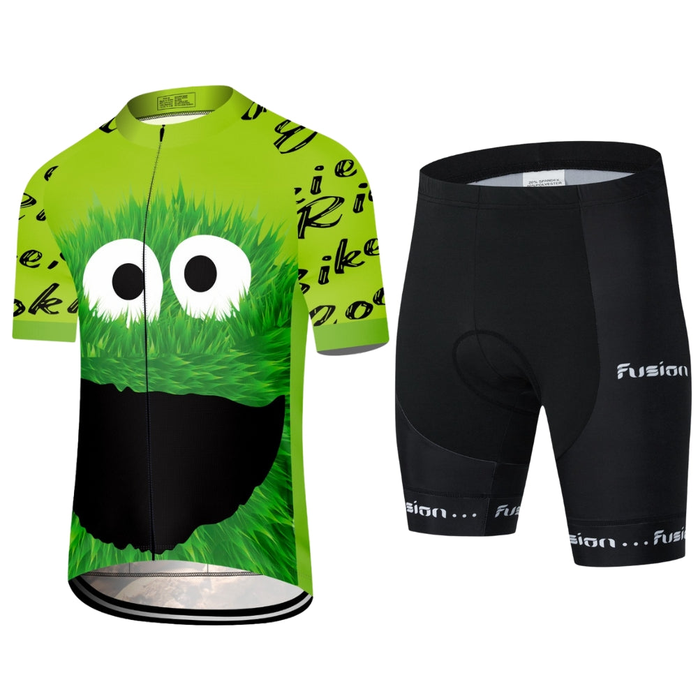 Cookie Monster Cycling Jersey “Ride Bike, Eat Cookies” Green, Red, Blue