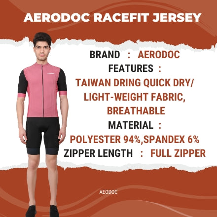 Equator Men’s Cadillac Pink Racefit Power Dry Cycling Race Fit Cycling Jersey