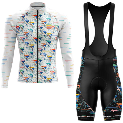 Retro Bicycle Design Men's Cycling Jersey - Half & Full Sleeves, Matching Bib & Non-Bib Shorts