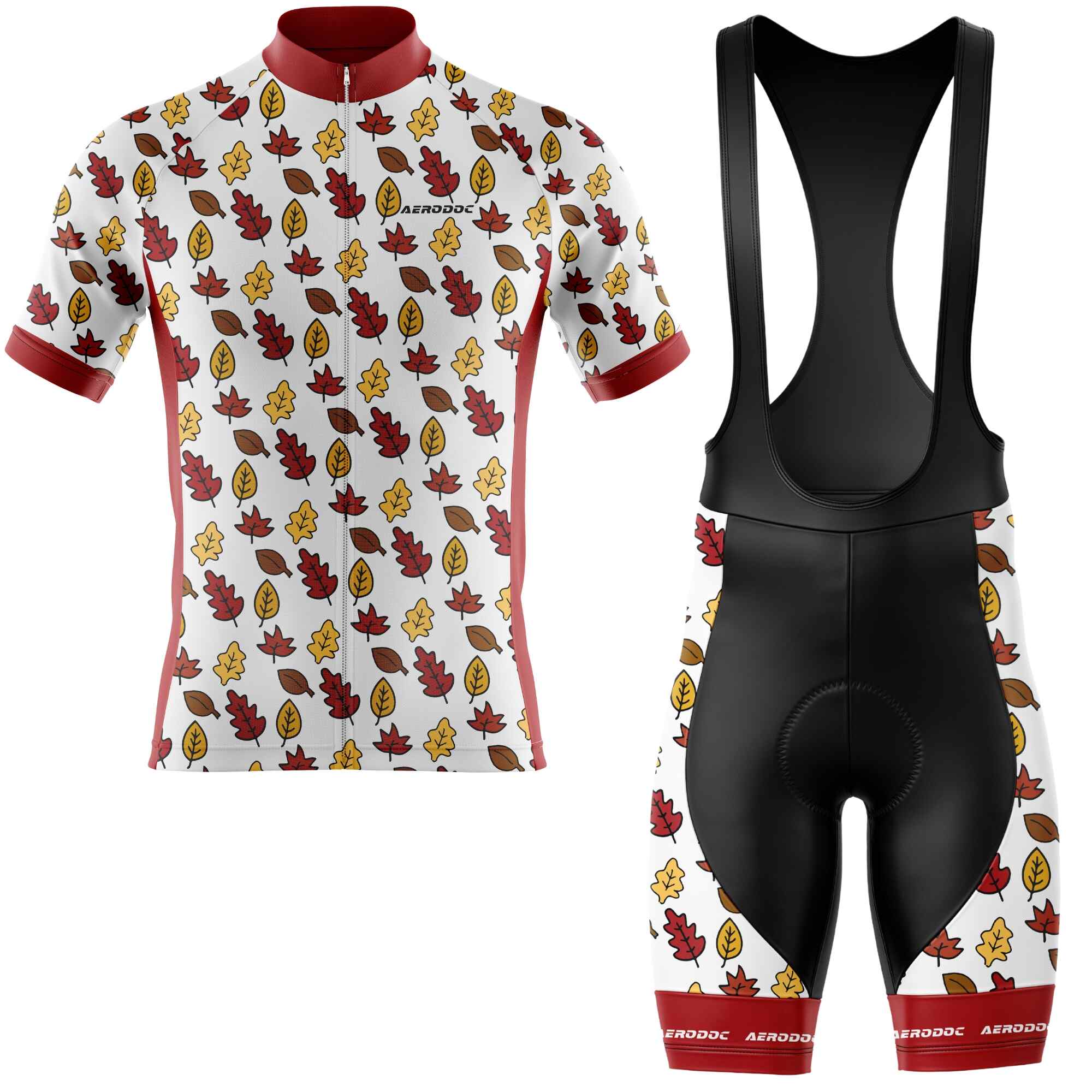 Aerodoc Autumn Leaves Cycling Jersey - Half & Full Sleeves, Matching Bib & Non-Bib Shorts