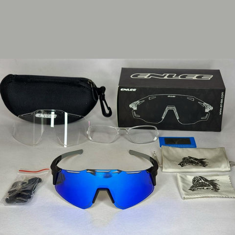 ENLEE Cycling Blue Glasses Polarized Sports Cricket Riding Glasses Outdoor