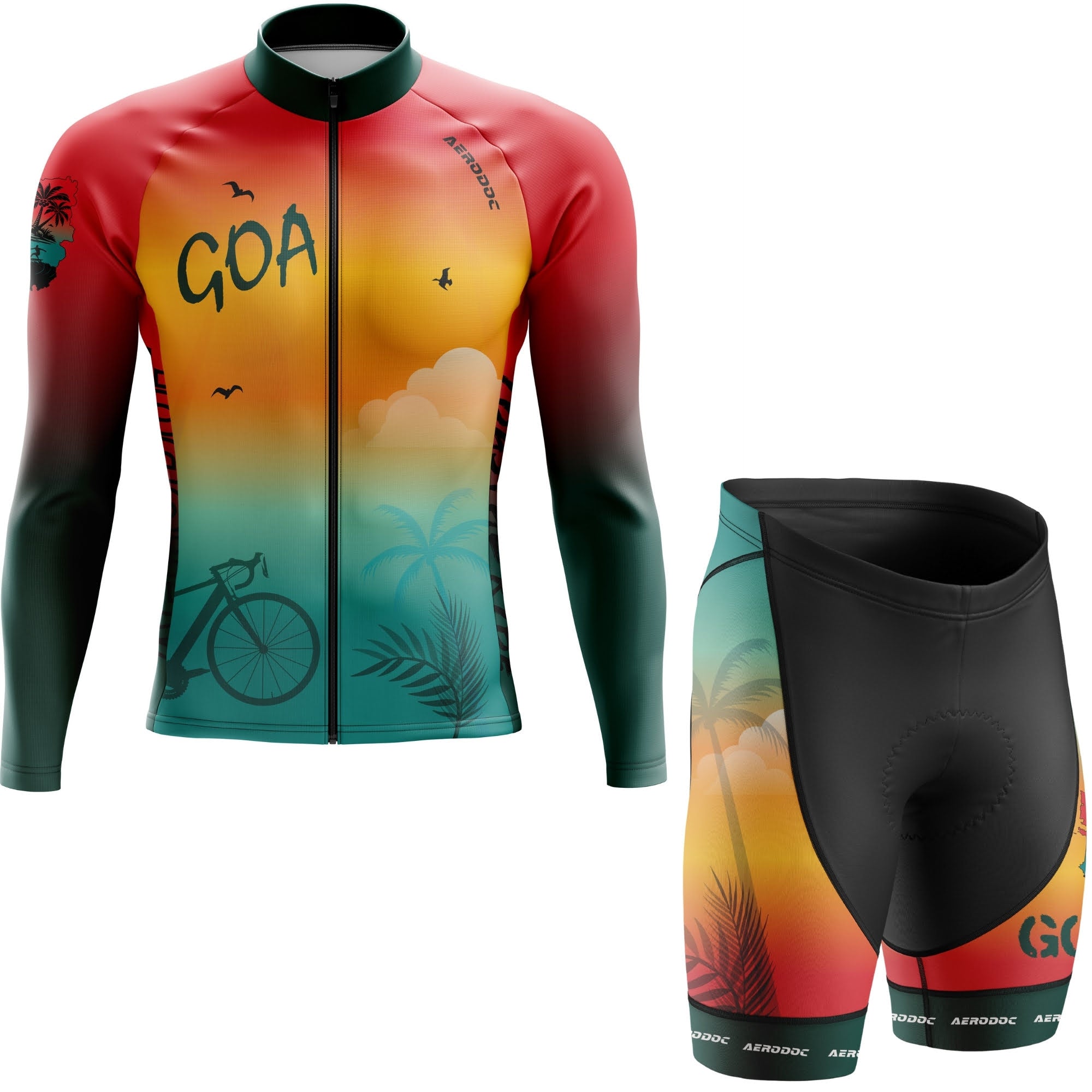 Goa Cycling Jersey and Bib Shorts 2XS Full Sleeve with Non Bib Shorts