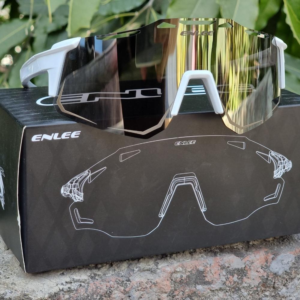 ENLEE Cycling Silver Glasses Polarized Sports Riding Glasses Outdoor