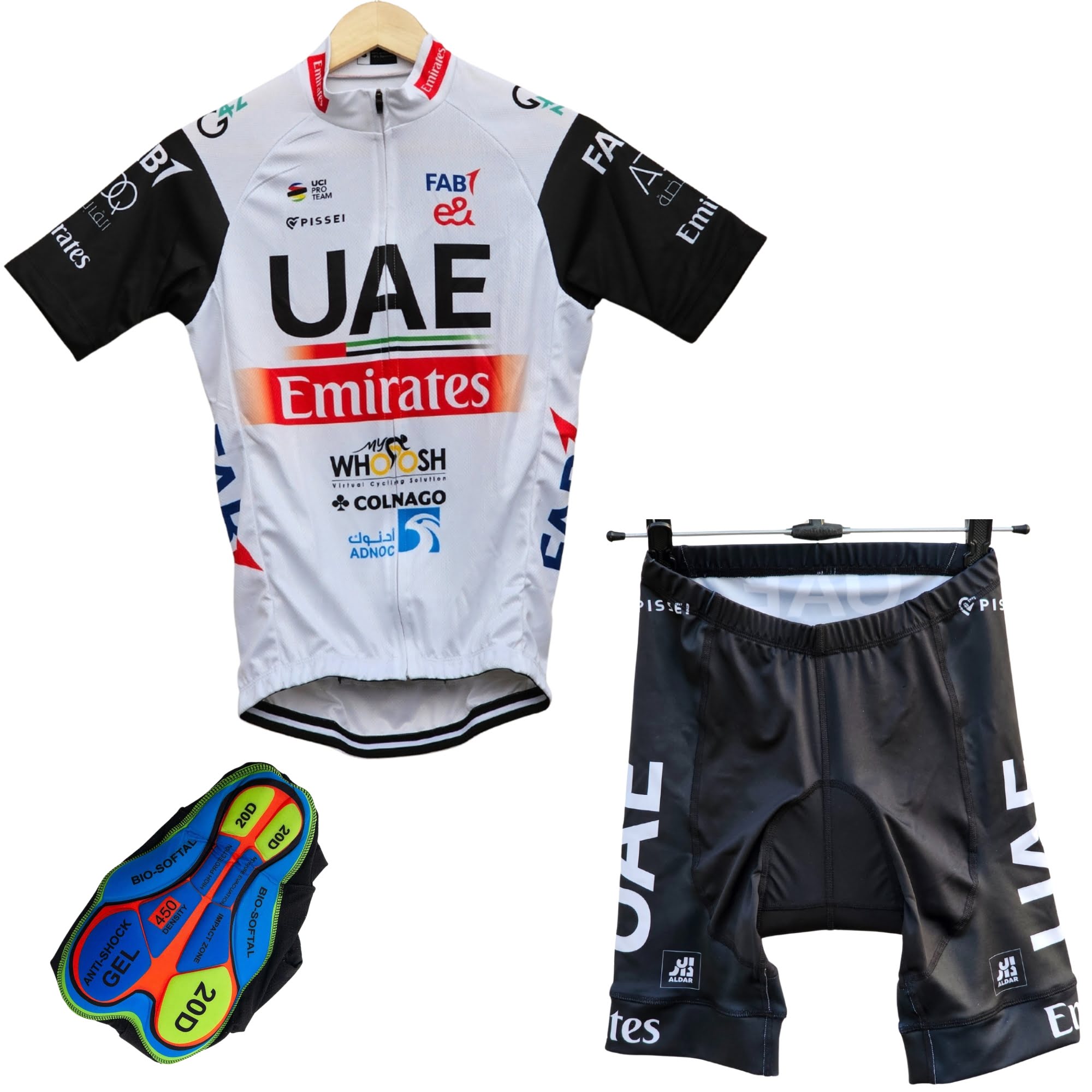 UAE White High Quality Cycling Jersey Pro Bicycle Team Cycling Bib Shorts and Full/Half Sleeve GelPad