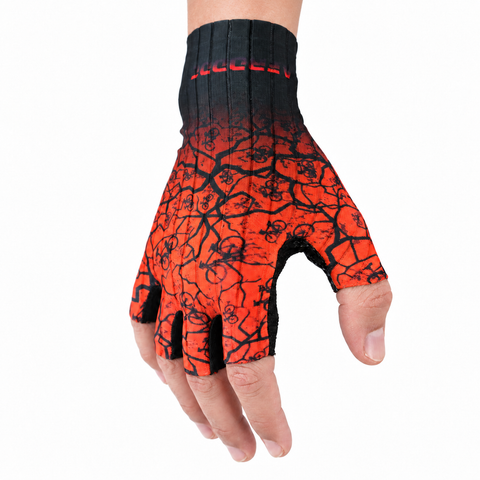 Crackle Orange Long Cuff Half-Finger Cycling Gloves – LineFlex