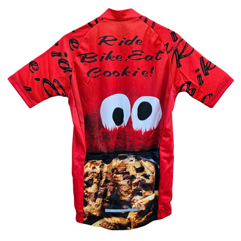 Cookie Monster Cycling Jersey “Ride Bike, Eat Cookies” Green, Red, Blue