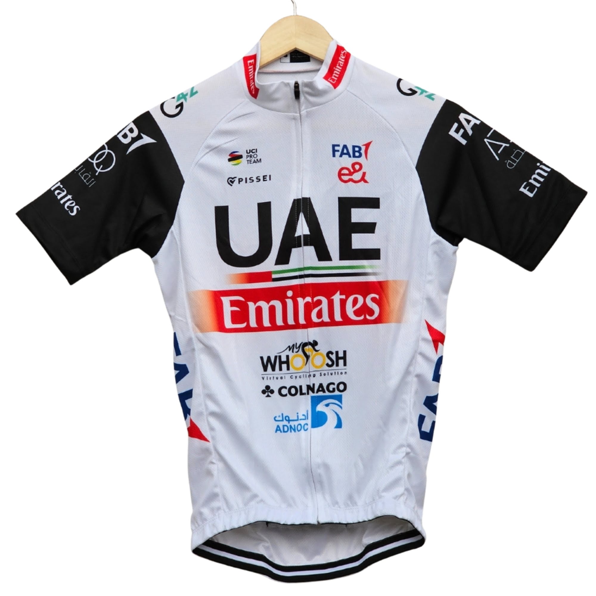 UAE White High Quality Cycling Jersey Pro Bicycle Team Cycling Bib Shorts and Full/Half Sleeve GelPad 2XS Half Sleeve Jersey