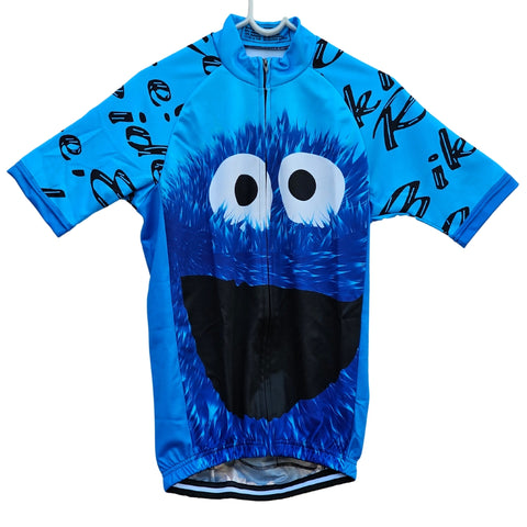 Cookie Monster Cycling Jersey “Ride Bike, Eat Cookies” Green, Red, Blue