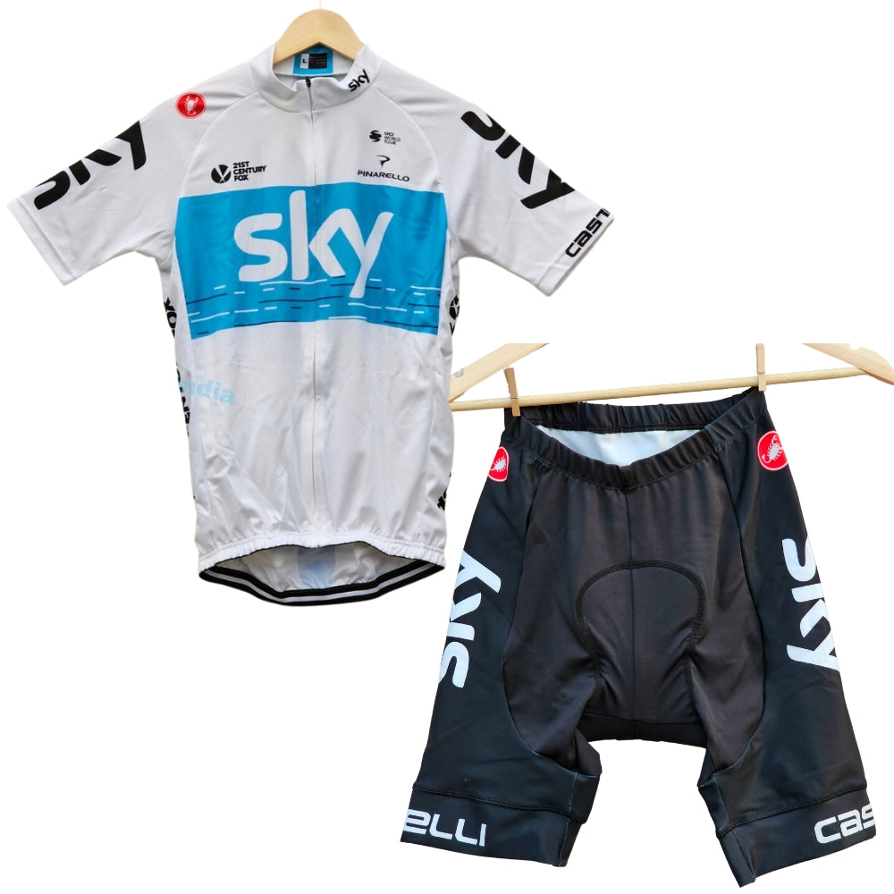 Sky White Cycling Jersey Pro Bicycle Team Cycling Bib Shorts and Full/Half Sleeve GelPad