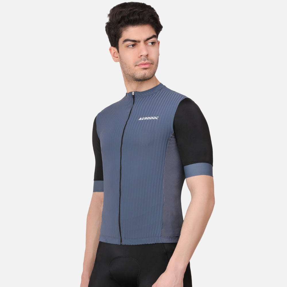 Aerodoc Men’s Equator Marble Blue Racefit Power Dry Cycling Race Fit Jersey