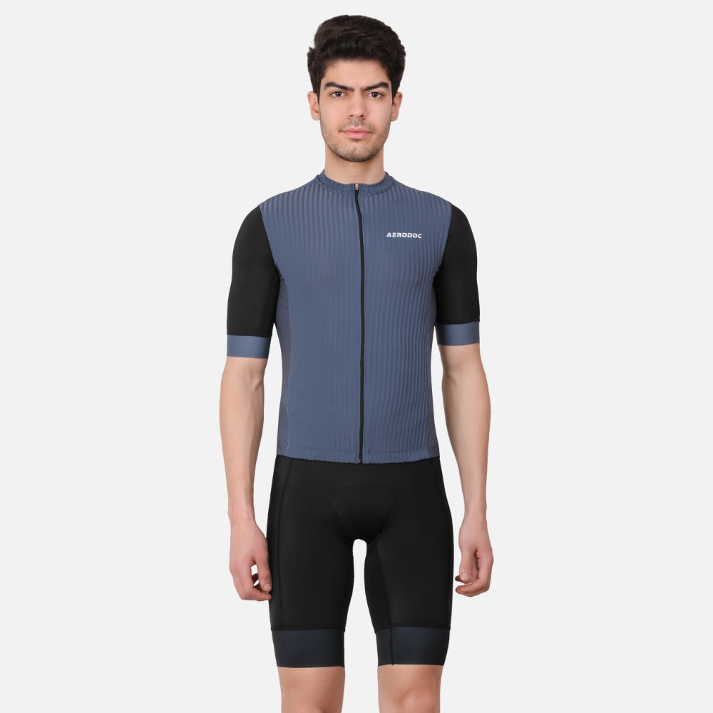 Aerodoc Men’s Equator Marble Blue Racefit Power Dry Cycling Race Fit Jersey