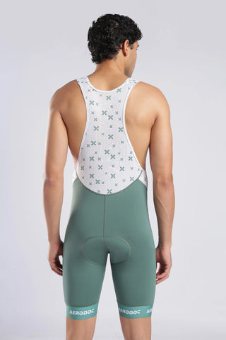 Teal Green Cycling Bib Shorts Back View with Bib Straps
