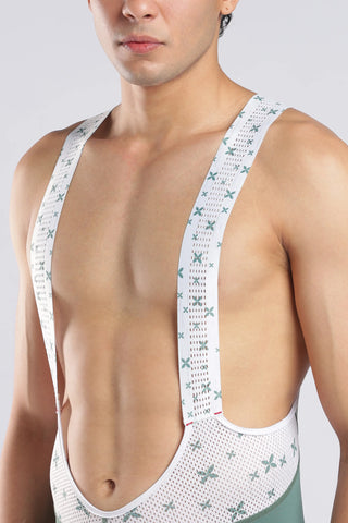 Teal Green Men's Cycling Bib Shorts Front Bib Strap Detail