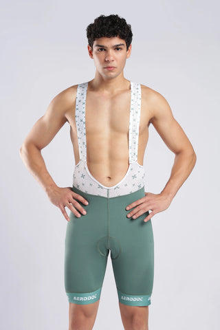 Men's Teal Green Gel Padded Cycling Bib Shorts Front View