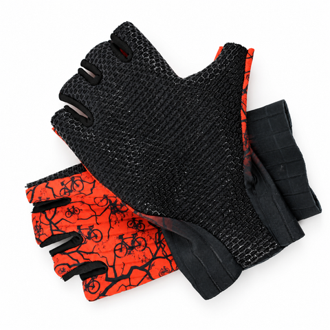 Crackle Orange Long Cuff Half-Finger Cycling Gloves – LineFlex