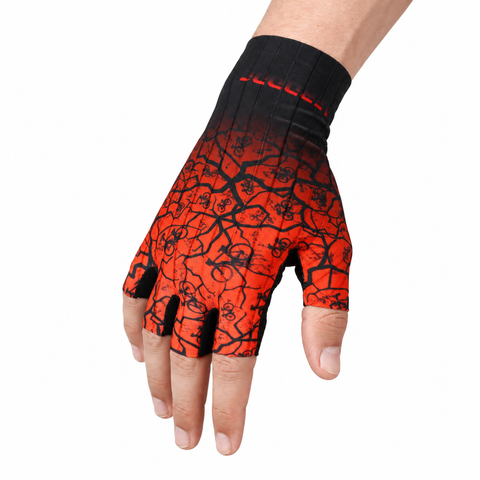 Crackle Orange Long Cuff Half-Finger Cycling Gloves – LineFlex