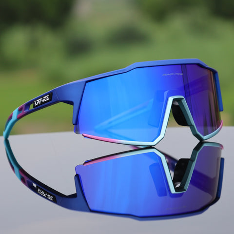 KAPVOE Polarized Sports Cricket Cycling Glasses with 4 Interchangeable Lenses TR90 Sports Sunglasses Women Men Running MTB Bike