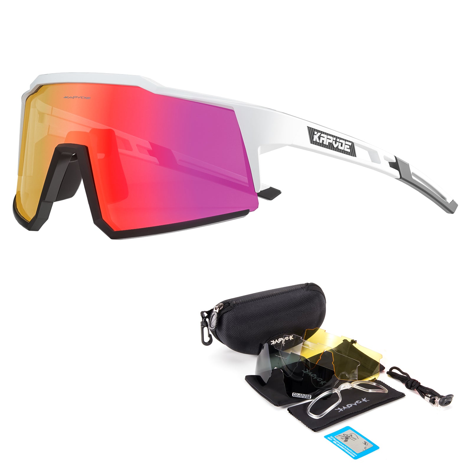 KAPVOE Polarized Sports Cricket Cycling Glasses with 4 Interchangeable Lenses TR90 Sports Sunglasses Women Men Running MTB Bike