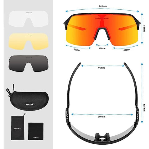 Kapvoe Polarized Sports Sunglasses Outdoor Sports Men Women Glasses 4 lens