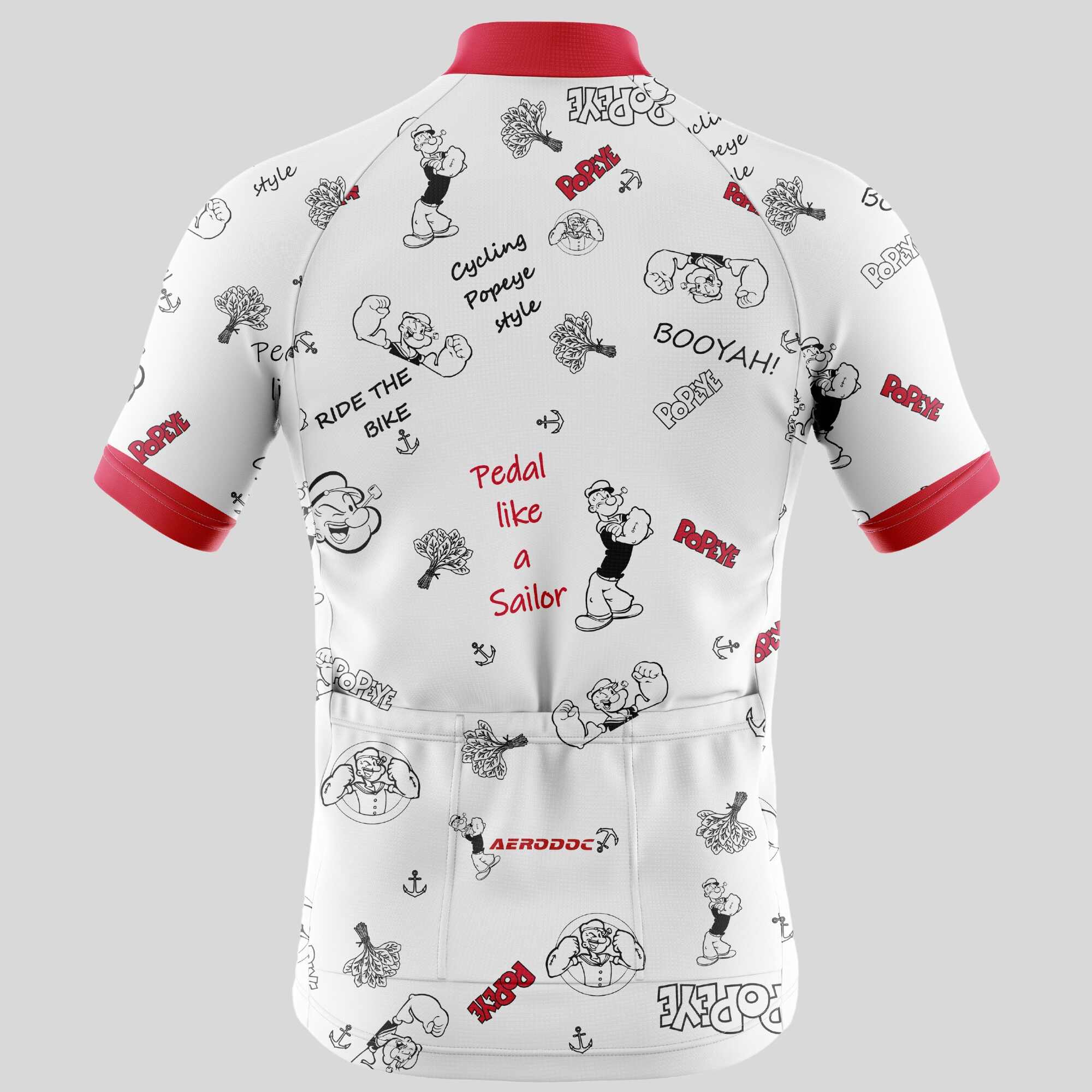 Popeye 2025 Half Sleeve Men's Cycling Jersey with back pocket details and Popeye graphics