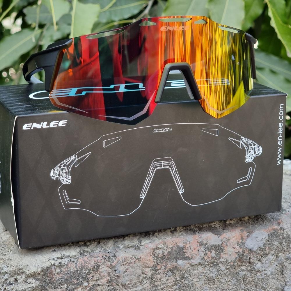 ENLEE Cycling Red Glasses Polarized Sports Riding Glasses Outdoor