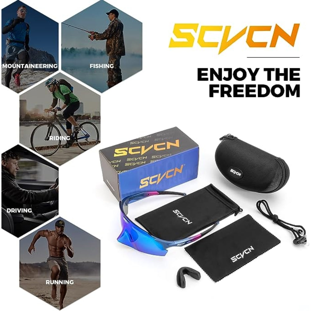 SCVCN Sports Luxury Man Glasses for Cricket MTB BMX Men Women Running Driving Fishing Golf Cricket