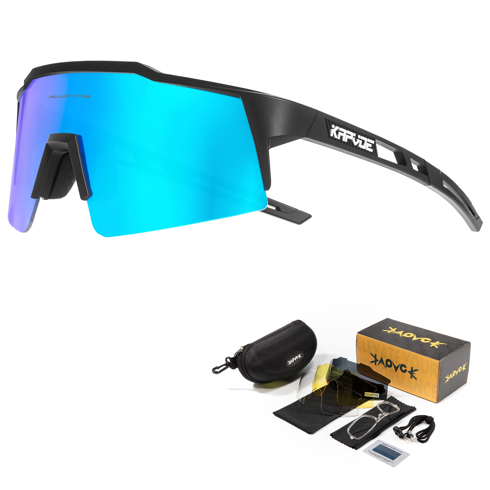 Kapvoe Sports Sunglasses With Multiple Interchangeable Lenses with 4 lens