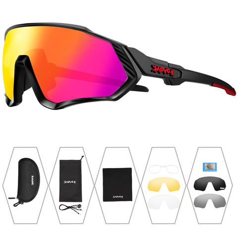 Kapvoe Polarized Sunglasses Riding Cricket Cycling Glasses Sports Outdoor Eyewear UV400 Goggles 5Lens