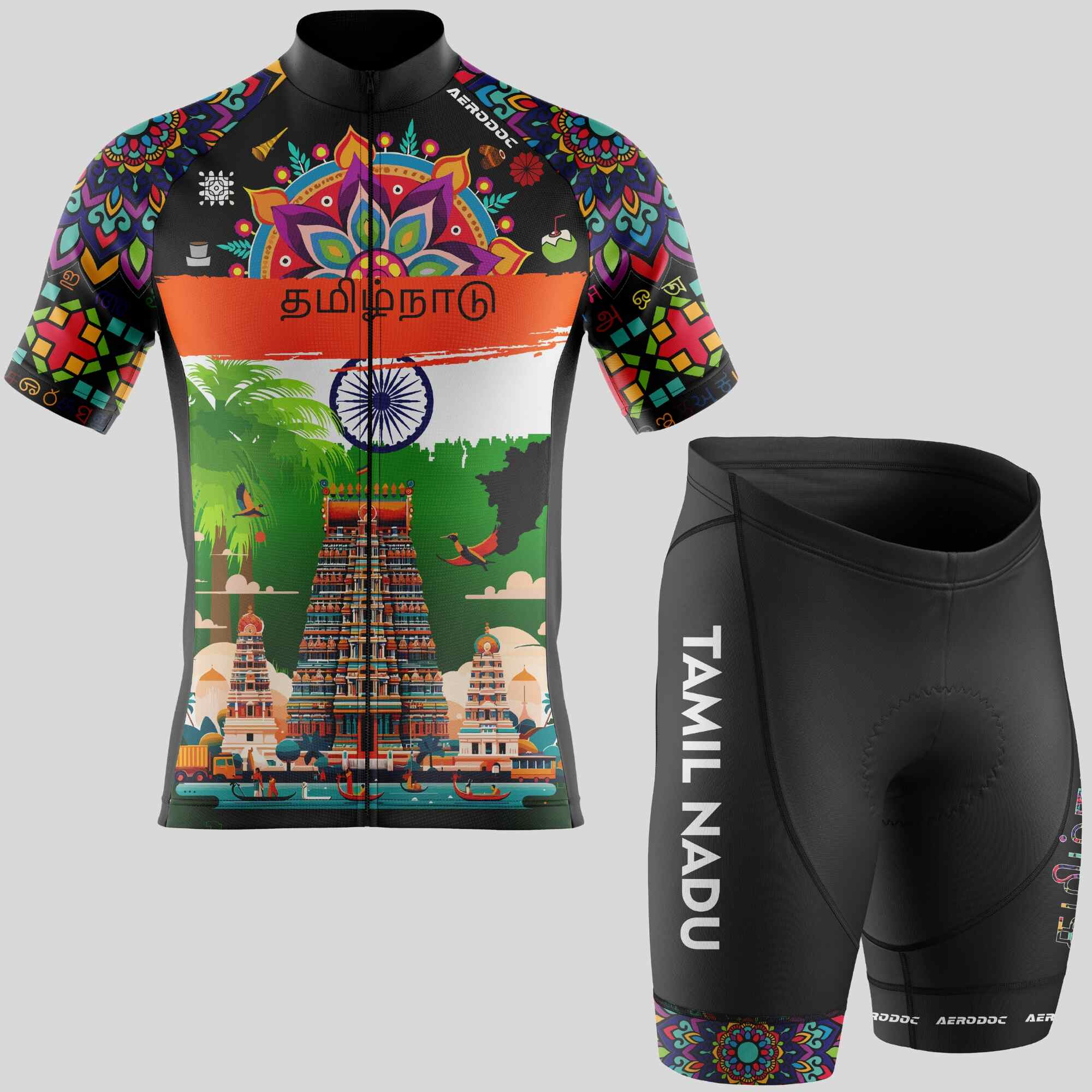 Tamil Nadu-inspired half-sleeve jersey and non-bib shorts combo with premium Aerodoc quality