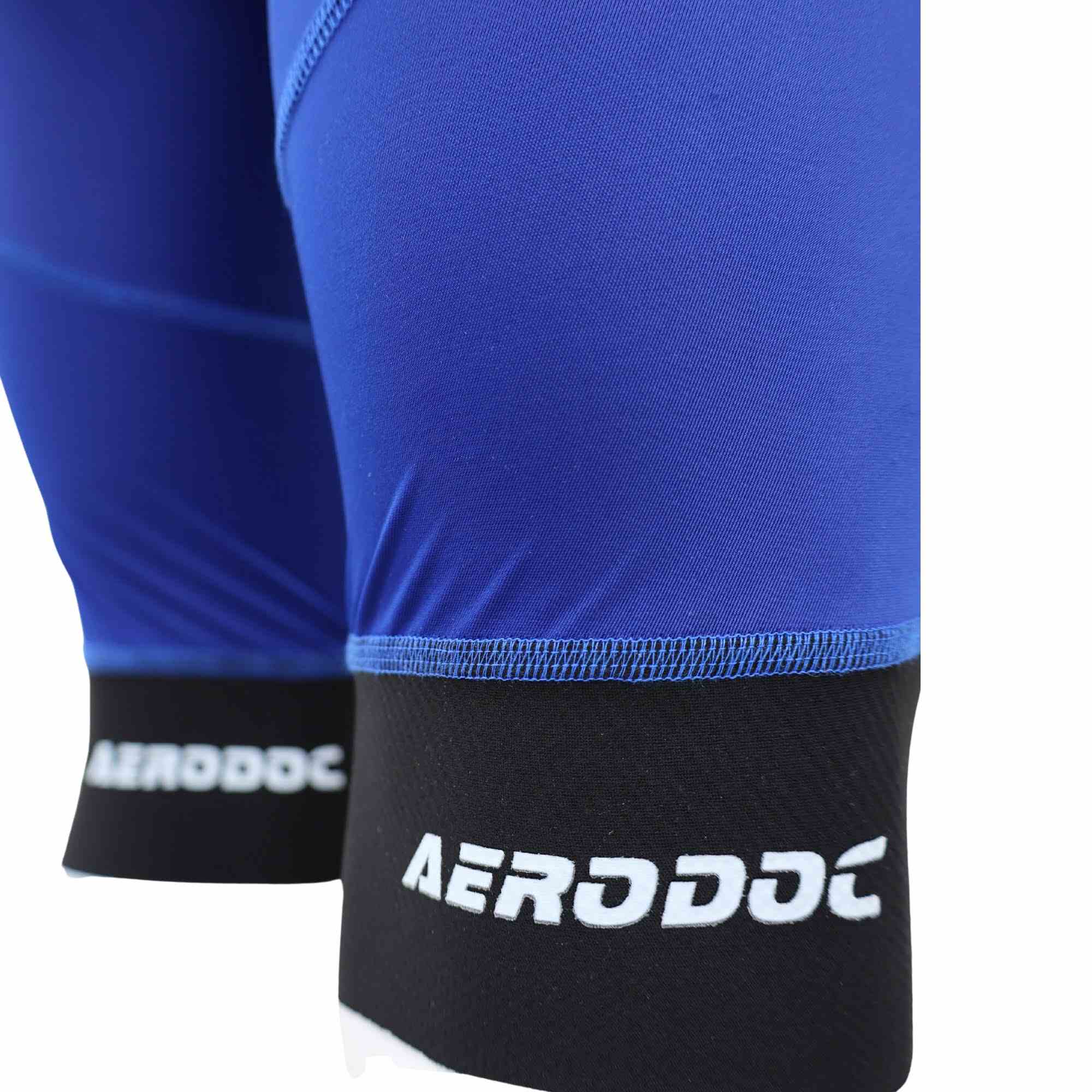 Aerodoc Ignite Electric Blue Cycling Bibshorts with Reflective Zipper, Power Band, and 2 Pockets