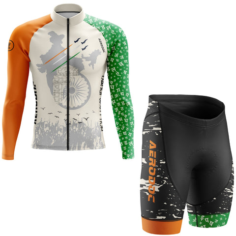 Full Sleeve Jersey with Matching Non-Bib Shorts – Indian Flag Colors