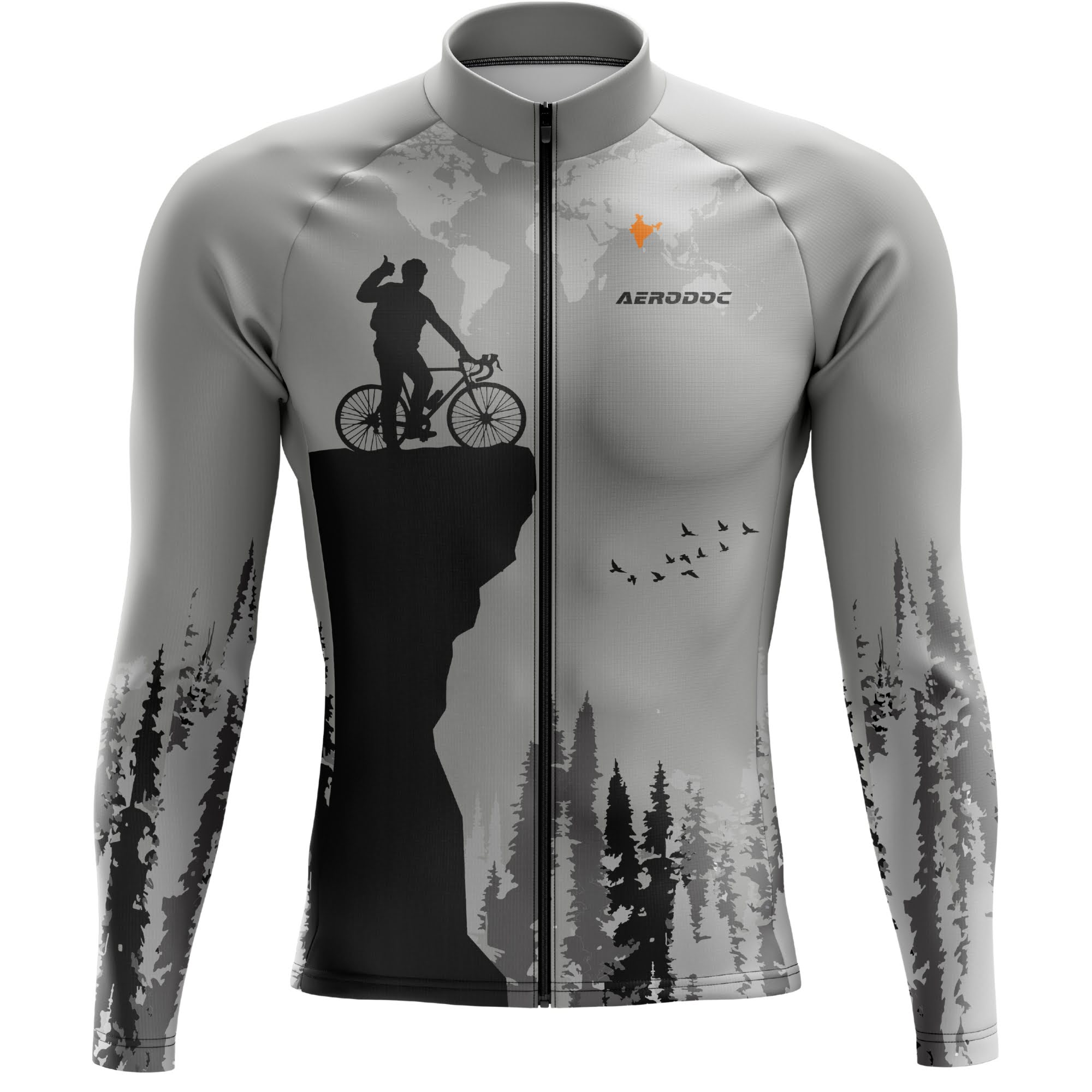 Cycling jersey full sleeve front view - Aerodoc Trailblazer edition

