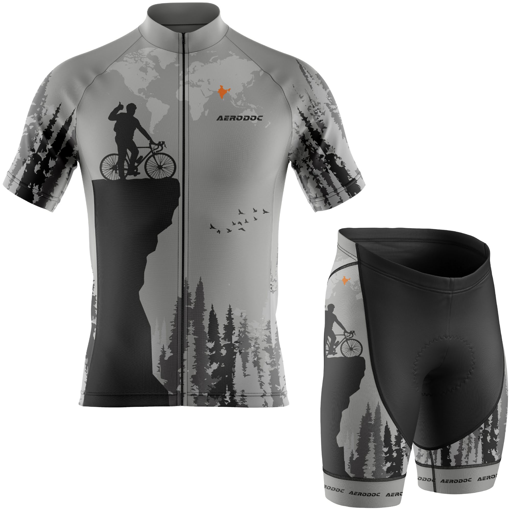 Half sleeve jersey with matching non-bib shorts combo - Aerodoc outdoor kit

