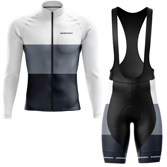 Aerodoc Neutral Color Long Sleeve Cycling Jersey and Bib Shorts - Front View 2000