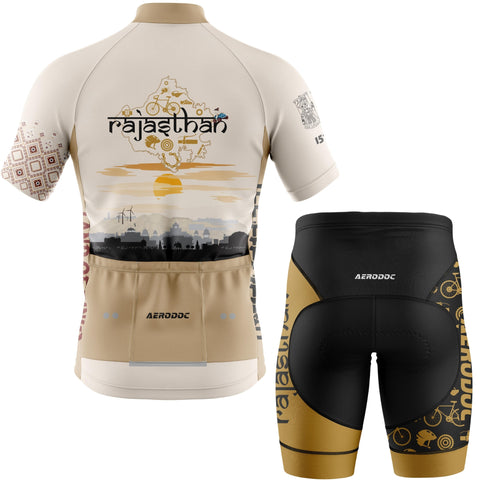 Cycling jersey and shorts with Rajasthan design on a white background
