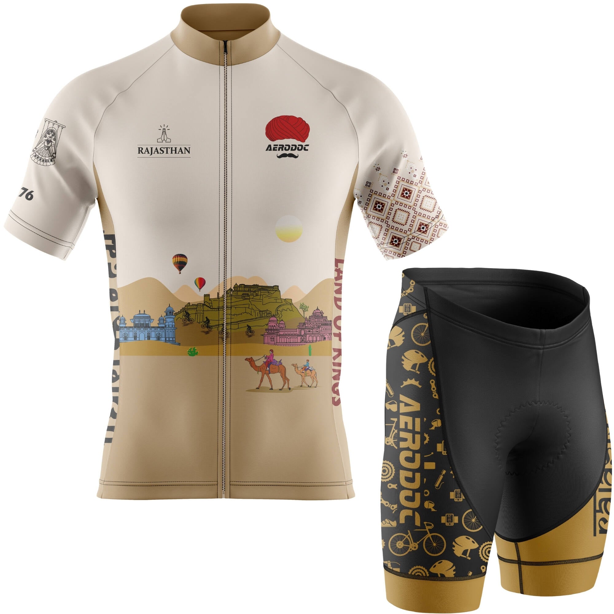 Rajasthan themed cycling jersey  and shortspremium fabric Aerodoc India