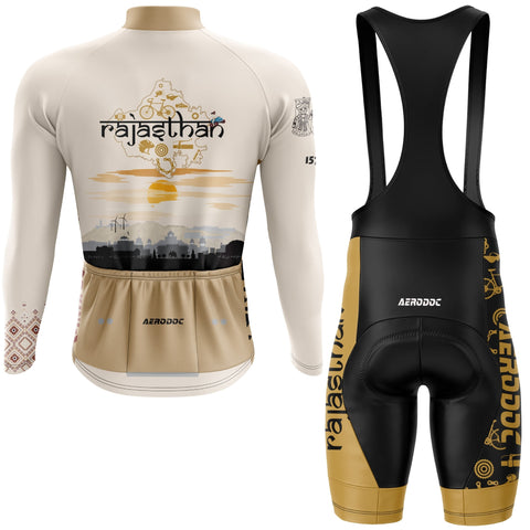 Cycling jersey and bib shorts with Rajasthan design on a white background