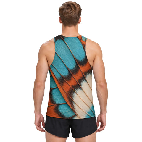 AeroWing men's teal butterfly wing running tank top back view