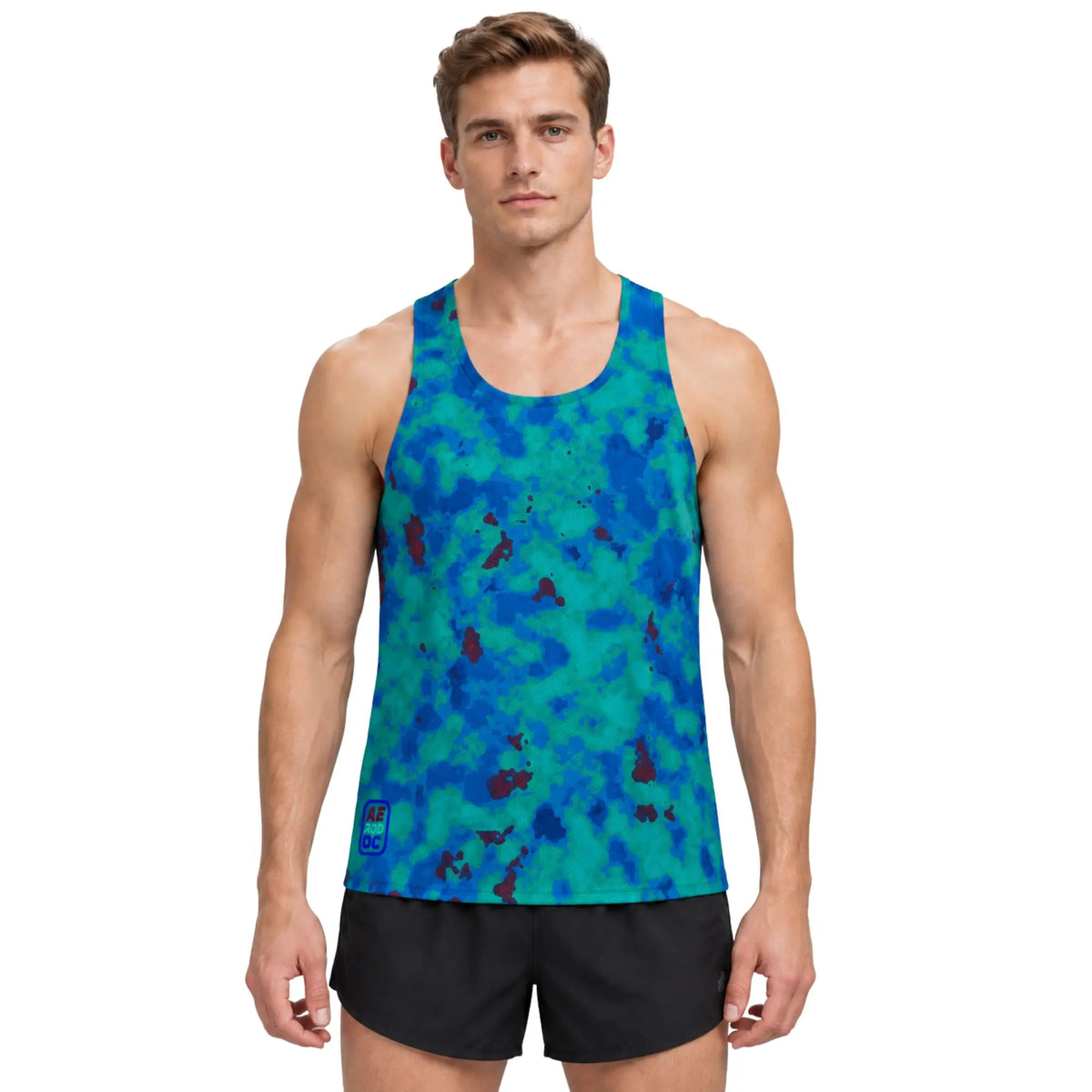 AquaCamo men's running tank top front view