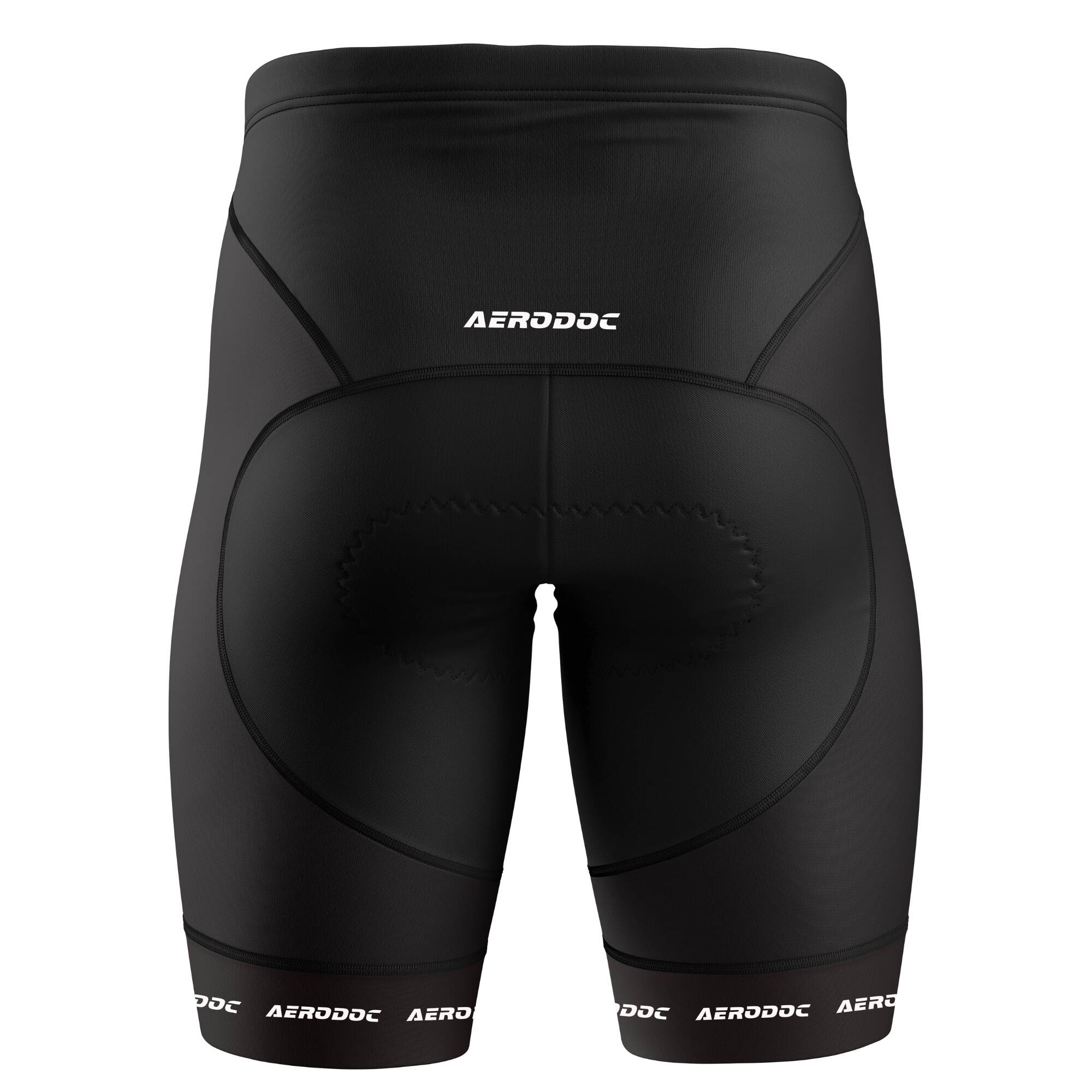 Black cycling shorts with black branding details – back view