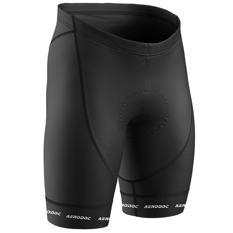 Black cycling shorts with black leg grippers – front view