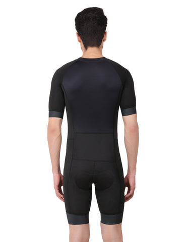  Back profile of the Aerodoc Blatic Sea Men Triathlon Suit, showing the high-performance DYE fabric and ergonomic fit