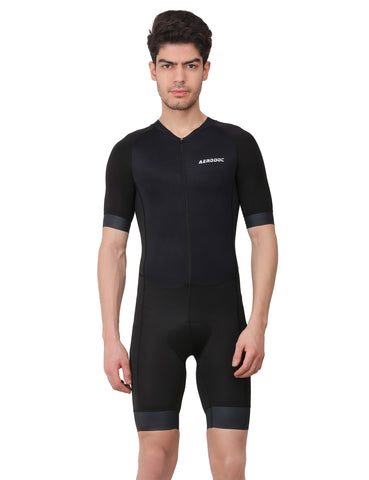 Half Sleeve full view of the Aerodoc Blatic Sea Men Triathlon Suit showcasing its sleek design and race-fit style.