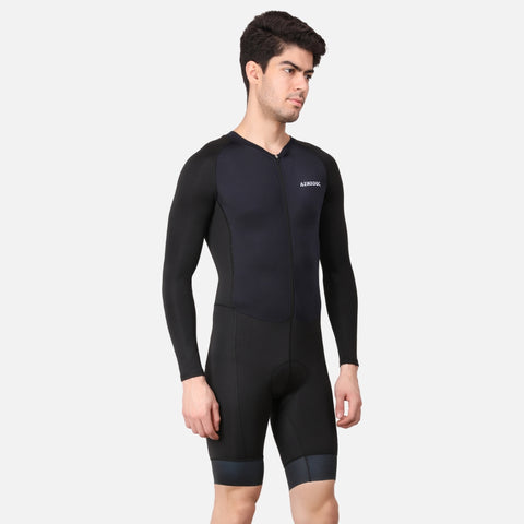 Back profile of the Aerodoc Blatic Sea Men Triathlon Suit, showing the high-performance DYE fabric and ergonomic fit.