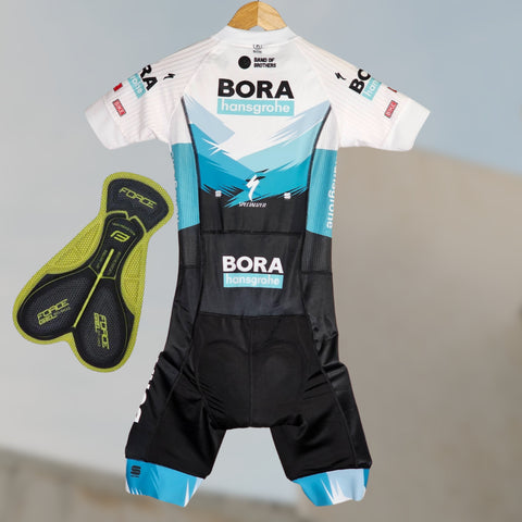 Full back view of the BORA Racefit Triathlon Suit featuring a sleek design and rear panel structure for added comfort.