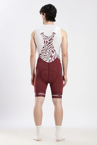 Back view of Nitro Crimson Wine cycling bib shorts with breathable mesh straps