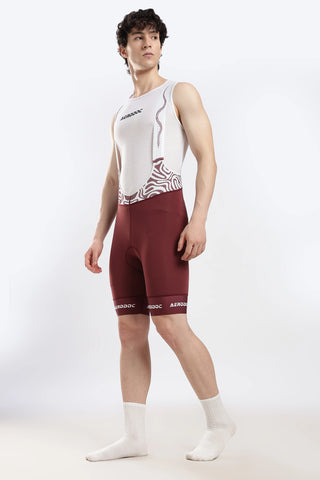 Full body view Nitro Crimson Wine cycling bib shorts stylish fit for cycling