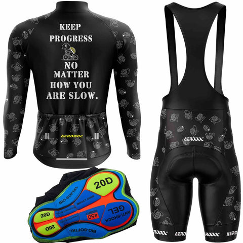 "Full-sleeve cycling kit with 20D gel padding and turtle shell pattern – ideal for endurance rides."
